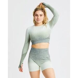 AYBL‎ NWT Pulse Ombre Seamless Long Sleeve Crop Top Khaki XXL